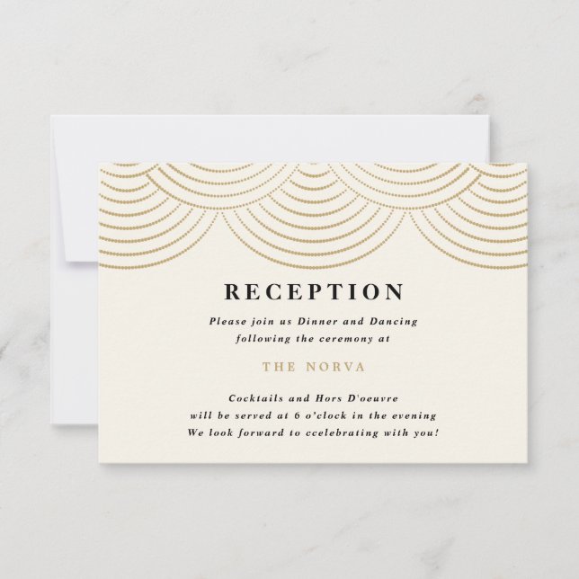 Ivory Art Deco String Lights Reception Card (Front)