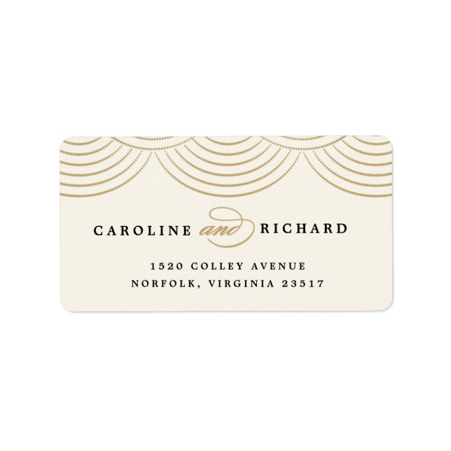 Ivory Art Deco String Lights Return Address Label (Front)