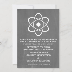 Ivory Atomic Chalkboard Save the Date Invite
