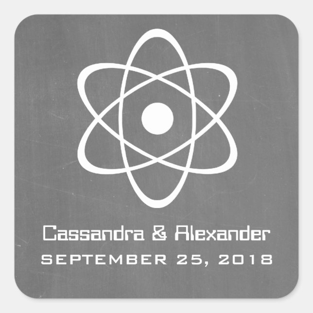 Ivory Atomic Chalkboard Wedding Stickers (Front)
