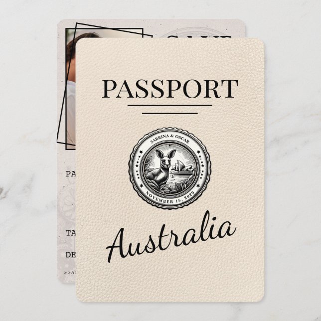 Ivory Australia Passport Save The Date (Front/Back)