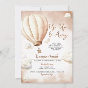 Ivory Baby Shower Hot Air Balloon, Up Up and Away Invitation