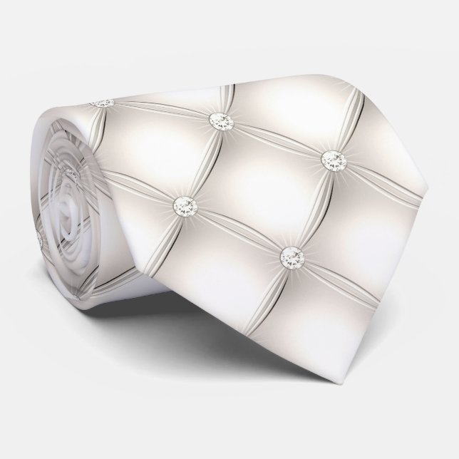 Ivory Background and Pearls   Tie (Rolled)