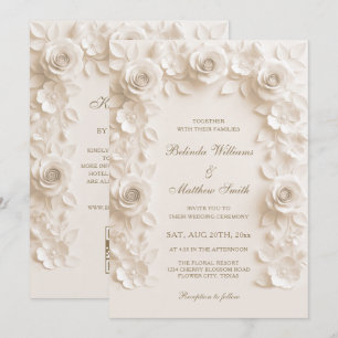 Ivory Baroque Elegance Roses Frame Wedding  Invitation
