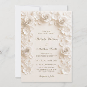 Ivory Baroque Elegance Roses Frame Wedding  Invitation