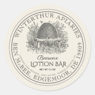 Ivory Beeswax Product Label (Vintage Skep)