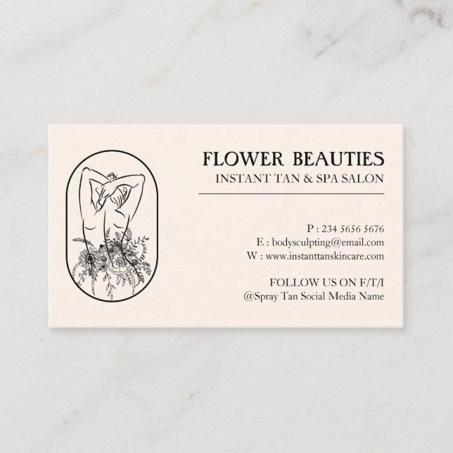 Ivory Beige Beauty Feminine Woman Tan Business Card (Front)