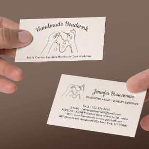Ivory Beige Blush Beads Creation Bijouterie Business Card