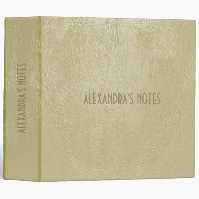 Ivory Beige Colour Leather Pattern-Template Binder (Front/Spine)