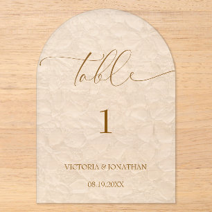 Ivory Beige Elegant Simple Wedding Table Number