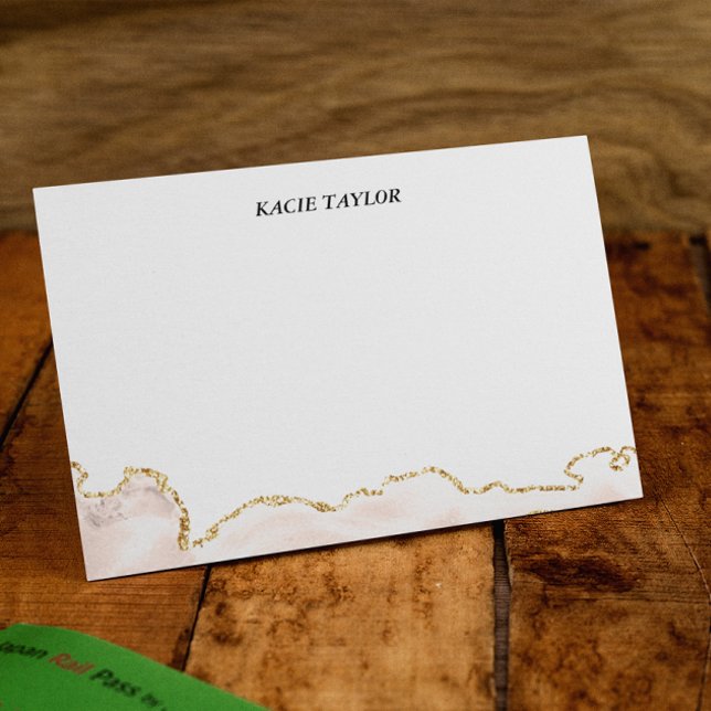 Ivory Beige Gold Border Personalized Note Cards (Creator Uploaded)