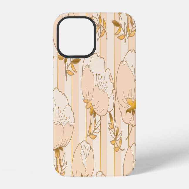 Ivory Beige: Luxury Floral Pattern. iPhone Case (Back)