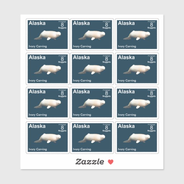 Ivory Beluga - Alaska Postage Sticker (Sheet)