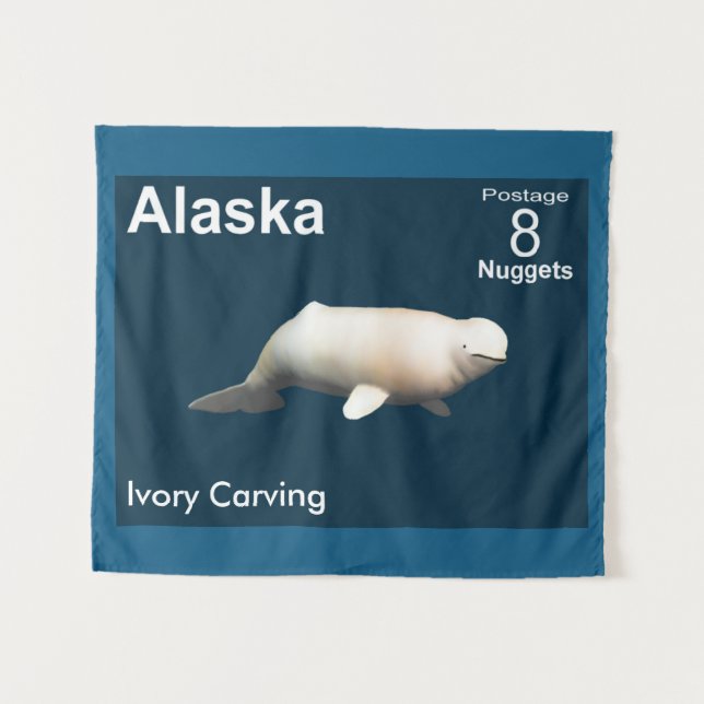 Ivory Beluga - Alaska Postage Tapestry (Front (Horizontal))