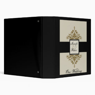 Ivory Black and Gold Damask Wedding Album Binder