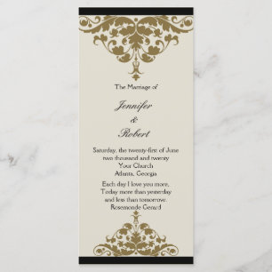 Ivory Black and Gold Damask Wedding Program