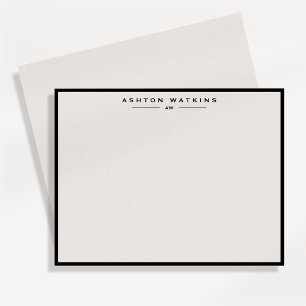 Ivory Black Border Personalized Note Card