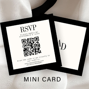 Ivory black classic elegant QR RSVP wedding Enclosure Card