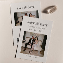 Ivory & Black Court Wedding Save the Date