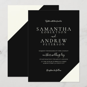 Ivory black elegant simple typography wedding invitation