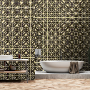    Ivory & Black Geometric Modern Classy Chic Deco Wallpaper
