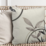 Ivory Black & Gold Minimalist Watercolor Leaves Throw Pillow<br><div class="desc">Elegant throw pillow features a simple artistic design in a creamy ivory colour palette with black and gold accents. An artistic minimalist design features a watercolor leaf and a geometric circle composition with a hummingbird, olive leaves and black and gold accents on a creamy ivory background. This abstract composition is...</div>