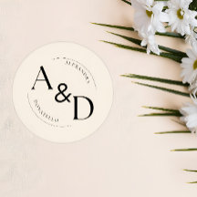 Ivory Black Minimalist Monogram Wedding