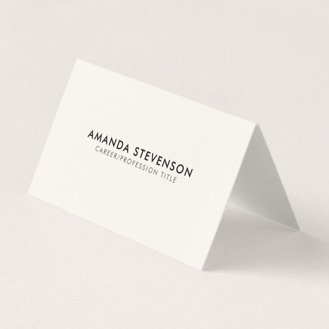 Ivory/Black simple elegant Folded Business Card (Front)