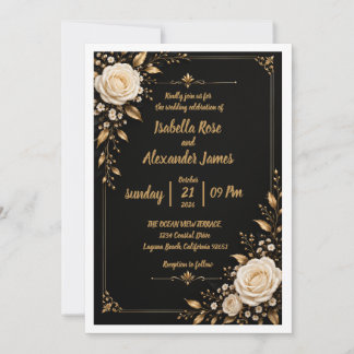 Ivory black Wedding Invitation