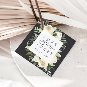 Ivory Bloom "Love Is Sweet" Floral Frame Wedding Favour Tags