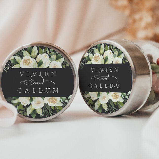 Ivory Bloom | Personalized Floral Wedding Classic Round Sticker (Creator Uploaded)