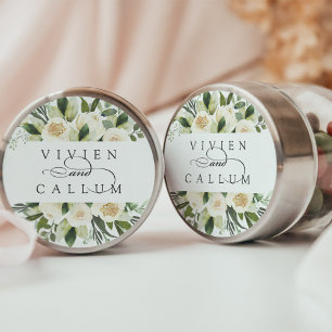 Ivory Bloom   Personalized Floral Wedding Classic Round Sticker