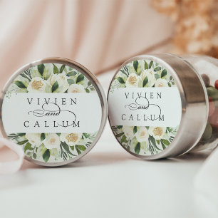 Ivory Bloom Personalized Floral Wedding Classic Round Sticker