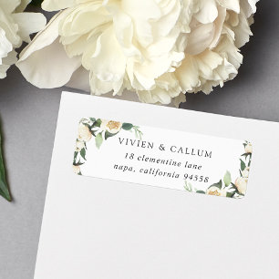 Ivory Bloom   Watercolor Floral Return Address