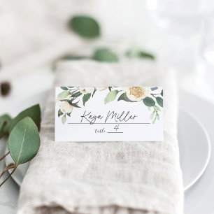 Ivory Bloom Watercolor Floral Wedding Place Card