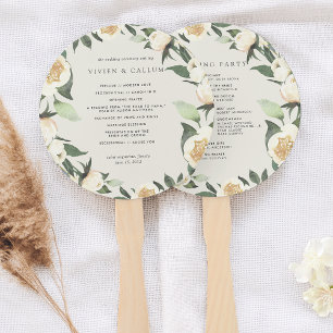 Ivory Bloom   Watercolor Floral Wedding Program Hand Fan