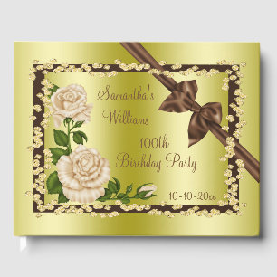 Ivory Blossom, Bows & Diamonds 100th Birthday Guest Book