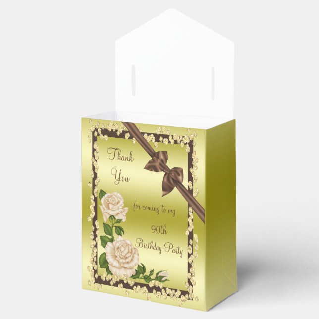 Ivory Blossom, Bows & Diamonds 90th Favor Box (Opened)