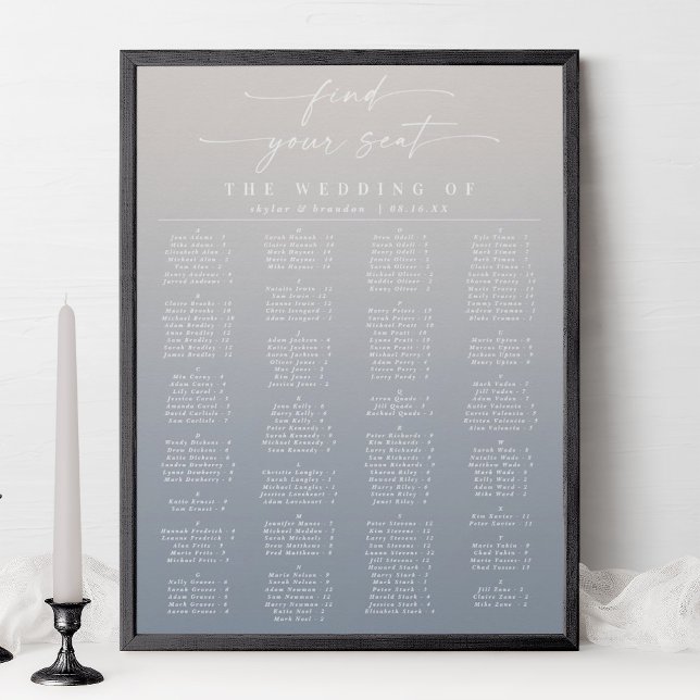 Ivory & Blue Alphabetical Wedding Seating Chart (Creator Uploaded)