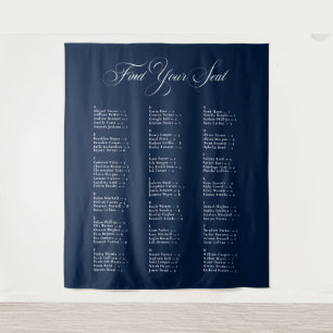 Ivory Blue Alphabetical Wedding Seating Chart Tapestry