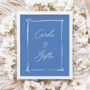 Ivory & Blue Vintage Cards & Gifts Baby Shower Poster