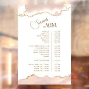 Ivory Blush Agate Services Menu Window Cling