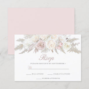 Ivory & Blush Floral Winter Wedding RSVP Card