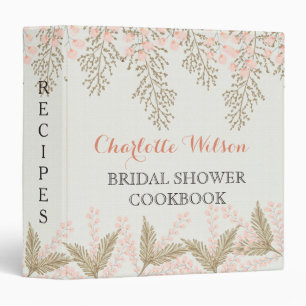 ivory blush gold floral bridal shower recipe book binder