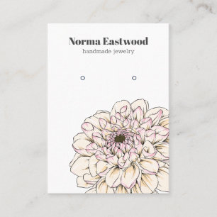 Ivory Blush Pink Dahlia Earring Display Card