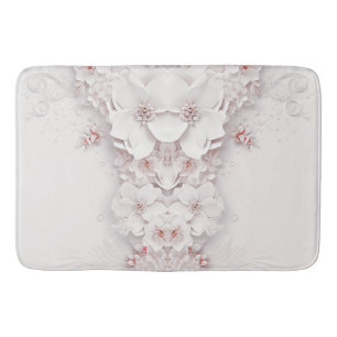 Ivory Blush Pink Floral Bath Mat