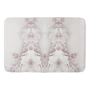 Ivory Blush Pink Floral Bath Mat