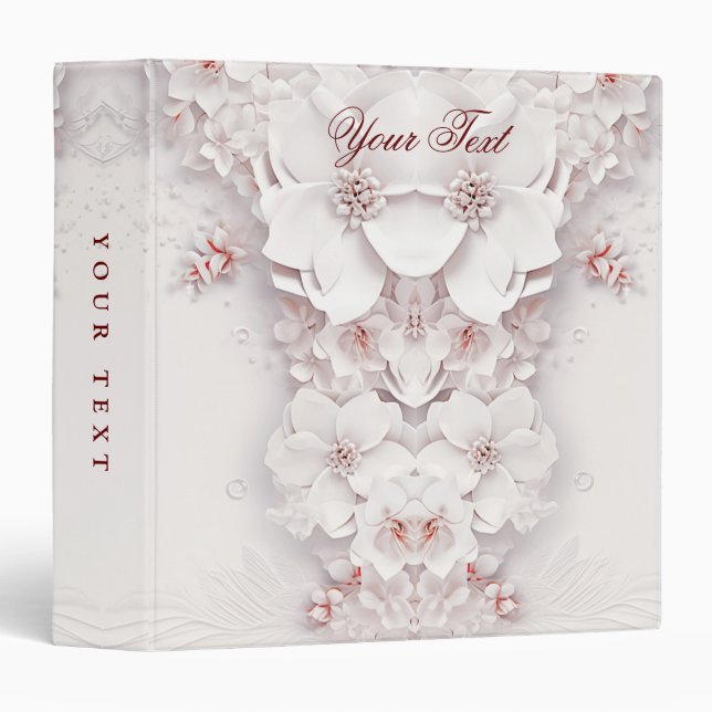 Ivory Blush Pink Floral Binder (Front/Spine)