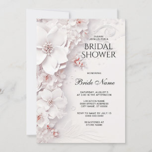 Ivory Blush Pink Floral Bridal Shower Invitation