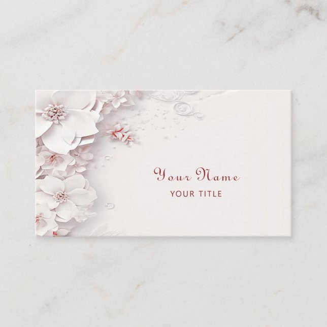 Ivory Blush Pink Floral Business Card (Front)